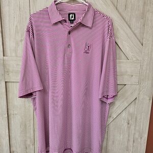FootJoy Pink & White Striped TPC Sawgrass Golf Polo Shirt - Men's XL